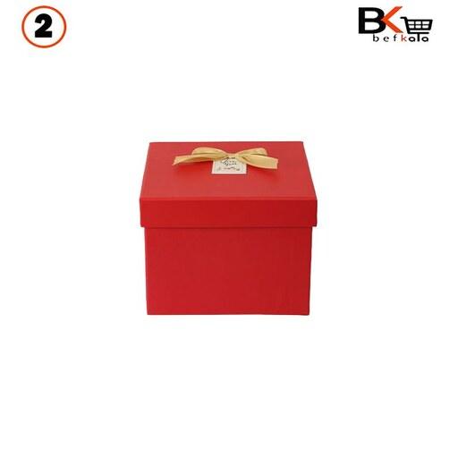 باکس کادویی مربعی پاپیون دار قرمز سایز متوسط سایز 2 کد 48