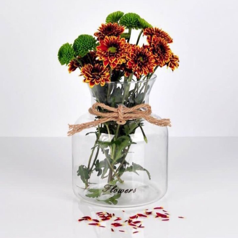 گلدان شیشه ای دنیز  مناسب برای هم گل مصنوعی وهم طبیعی بسیار شزک وزیبا 