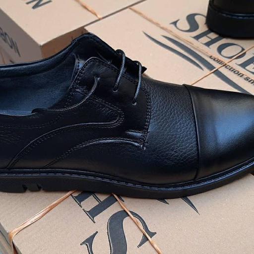 کفش اداری رسمی مهمان مردانه چرم طبیعی گواشیر طرح برت بندی