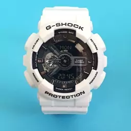 ساعت مردانه+پسرانه جی شاک رنگ سفید+موتور ژاپن+دیجیتالی و عقربه G-shock