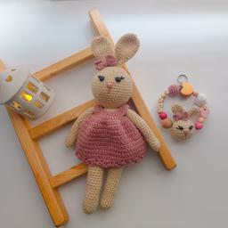بتدپستونک و عروسک خرگوش،بافتنی و چوبی