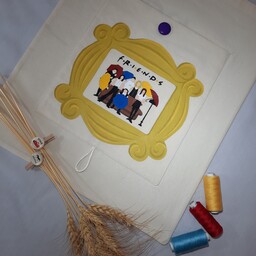 ساک خرید پارچه ای فرندز (توت بگ)تاشو  دستدوز  نقاشی شده با رنگ مخصوص پارچه ابعاد 40 در35سانت کیف پارچه ای هی مانگ 