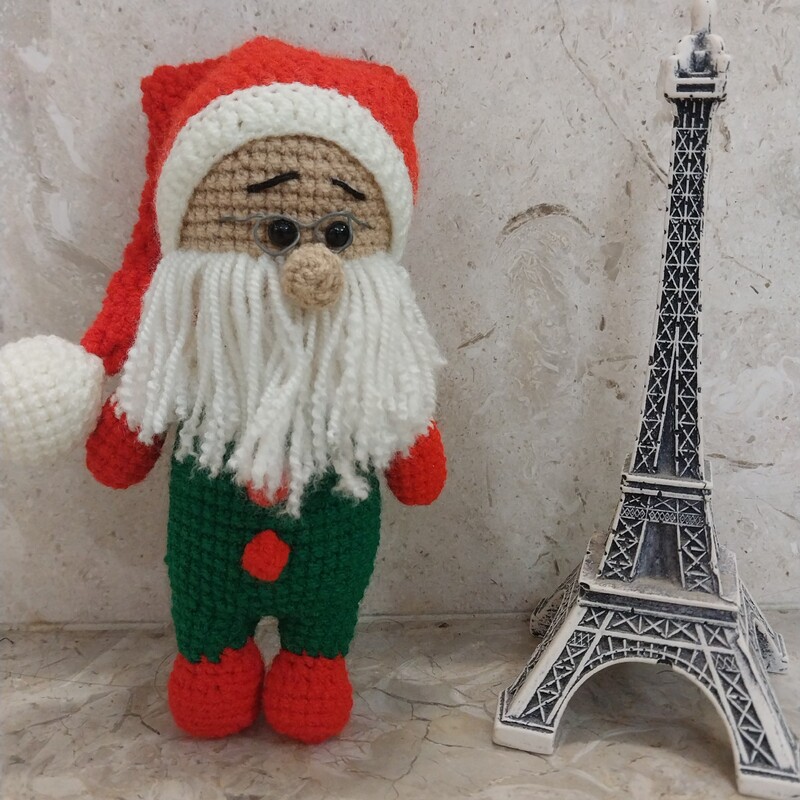 عروسک بابا نوئل بافته شده با کاموا ایرانی سایز متوسط 