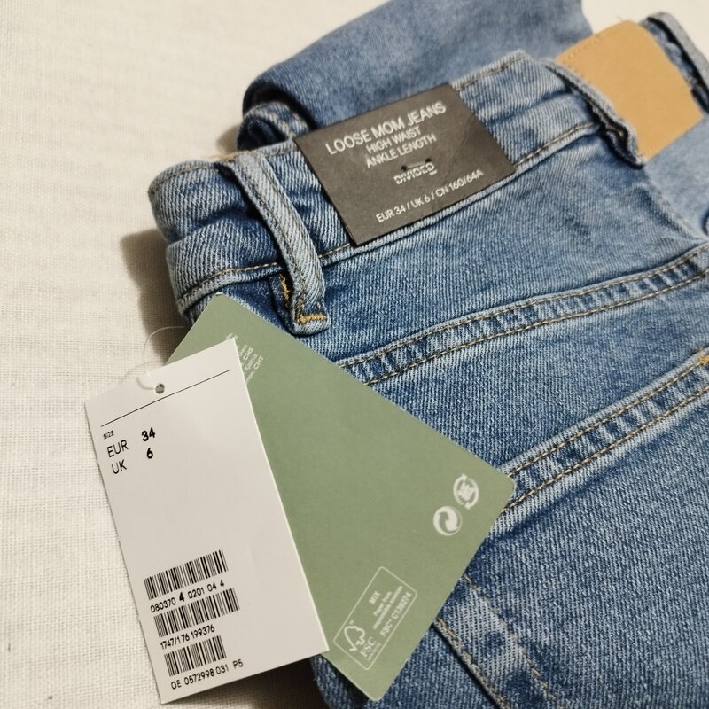 شلوار جین زنانه اچ اند ام H&M اورجینال مام سایز32/34