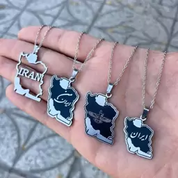 گردنبند ایران زنونه و مردونه استیل رنگ ثابت نقره ای (ارسال رایگان)