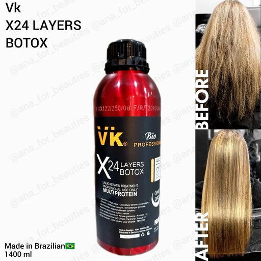 بوتاکس مو 24 لایه وی کی برزیلی اورجینال Vk X24 LAYERS BRAZILIAN BOTOX HAIR