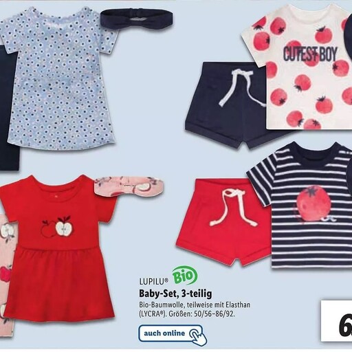 ست نوزادی سه تیکه برند لوپیلو آلمان شامل تیشرت و شلوارک و دستما ل گردن  در سایزهای  0 تا 2  و 2 تا 6 ماه ارسال رایگان