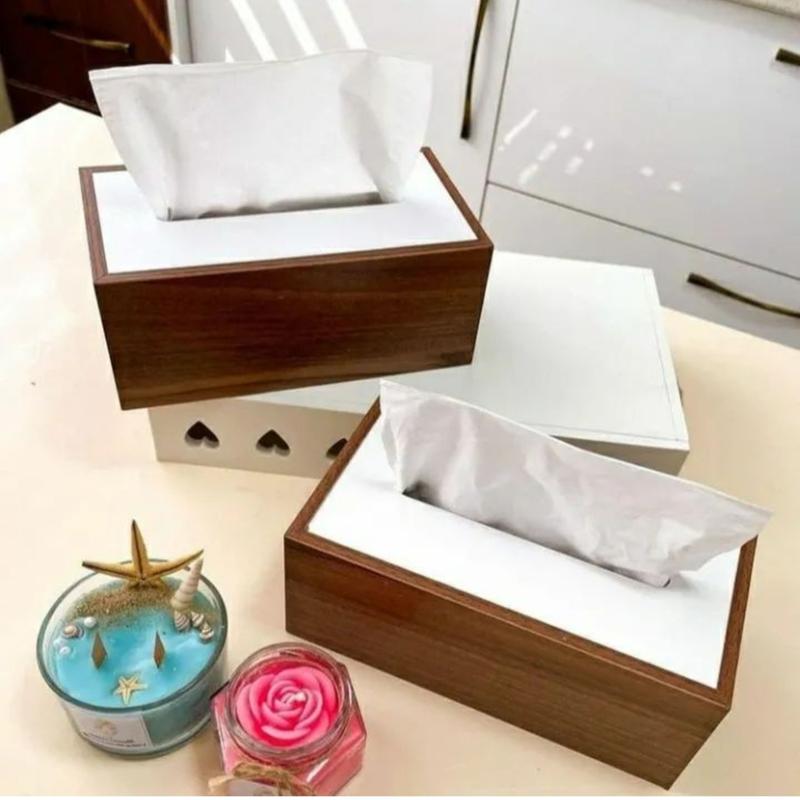 جعبه دستمال کاغذی رایکا چوبی mdf یا جا دستمال کاغذی رومیزی