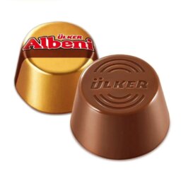 شکلات سکه ای البنی محصول کارخانه اولکر ترکیه با مغز کارامل و بیسکوییت/ ulkar albeni
