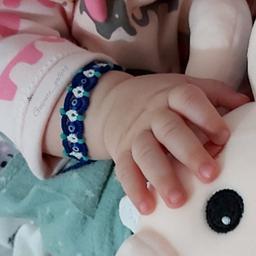 دستبند گیپور دستباف طرح چشم نظر (نوزادی تا سنین مختلف، به اندازه ی دور مچ بافته میشه) 