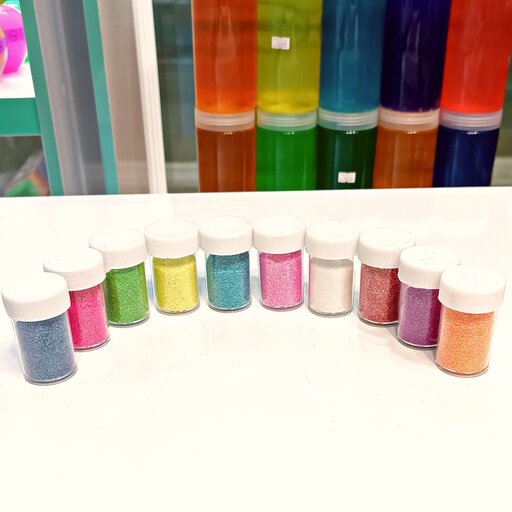 اکلیل پودری مدل نمک پاش 12 رنگ  مناسب کارهای هنری اکلیل شنی جینگیلی جینگیلیجات اکلیل ناخن کاری اکلیل شمع 