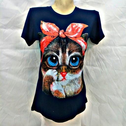 تیشرت زنانه چاپ تصویر گربه