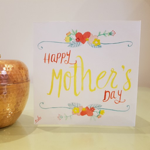 کارت پستال آبرنگی روز مادر مبارک