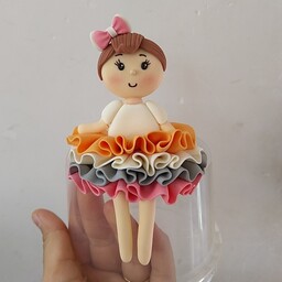 تاپر فوندانتی دختر رنگارنگ  ویژه تزئین کیک و دسر  و کاپ کیک .ارتفاع 10سانت 