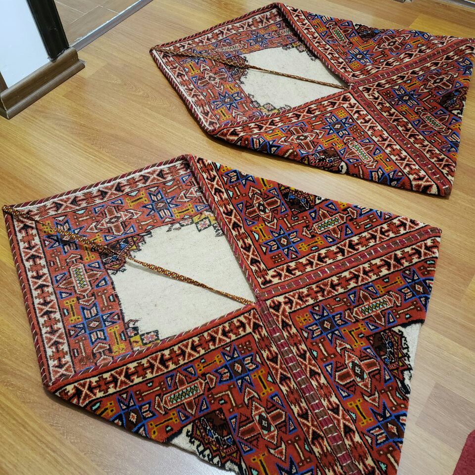 صنایع دستی تزئینی دکوری جفت دستبافت ،ترکمن اعلاء، ارسال رایگان، ریزبافت ، پشم