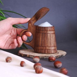 کوکسا اسپرسو شات دست ساز چوبی طرح سطلی.ماگ چوبی . لیوان چوبی