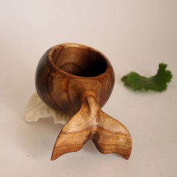 کوکسا دستساز چوبی طرح دم وال .ماگ چوبی . لیوان چوبی