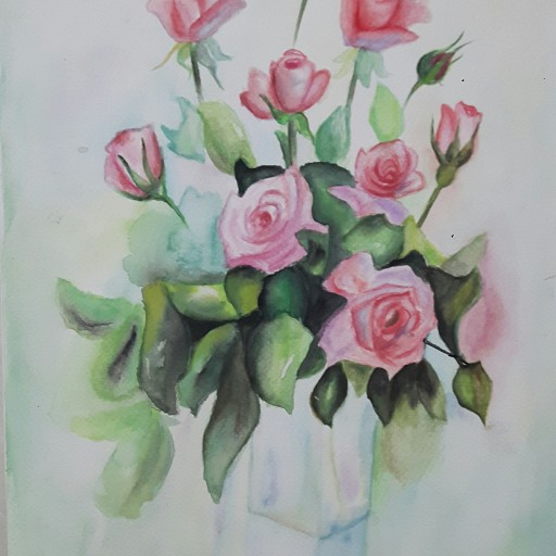 نقاشی گل رزآبرنگ