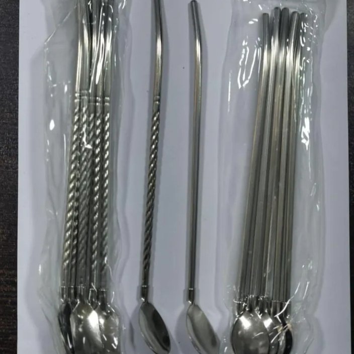 نی استیل شربت دو بسته شس عددی 