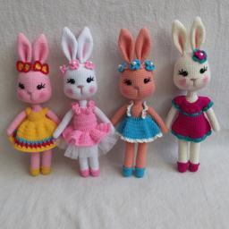 عروسک های بافتنی خرگوش ناز در رنگ های دلخواه قد 32 سانت نماد سال 1402