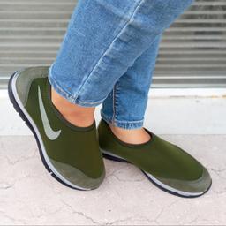 کتونی جورابی زنانه پیاده روی سبز و مشکی راحت و بادوام