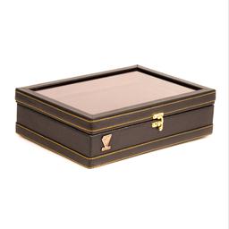 جعبه و باکس پذیرایی چرمی مدل غزل درب شیشه ای جهت دکوراسیون و هدیه یا کادو مناسب ساعت مچی،طلا و جواهر،دمنوش،شکلات و آجیل