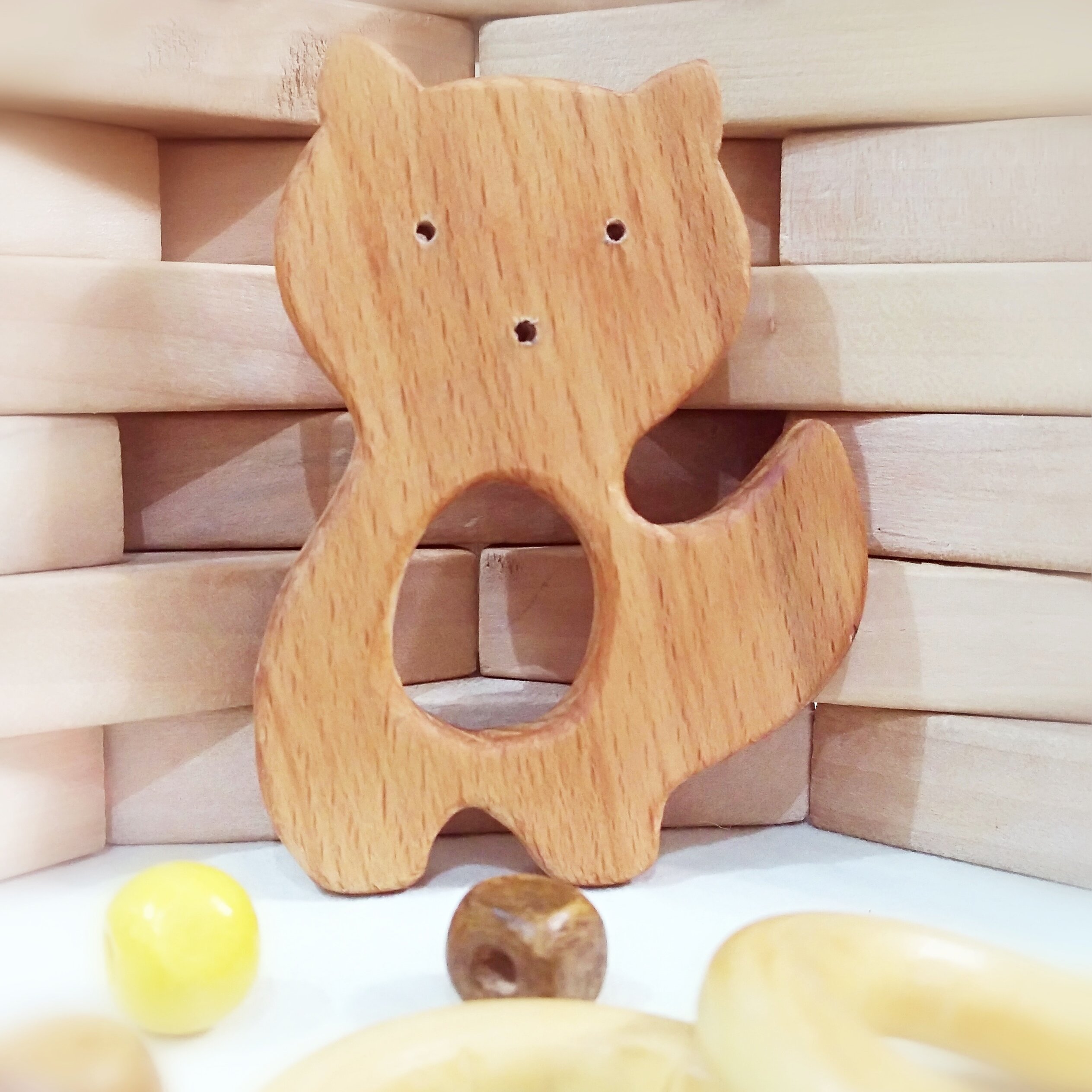 دندانگیر چوبی نی نی وود طرح گربه