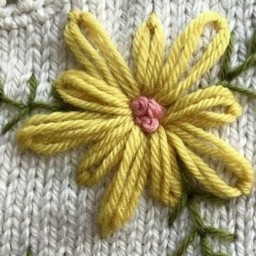 پارچه گلدوزی شده - کار دست  - زرد