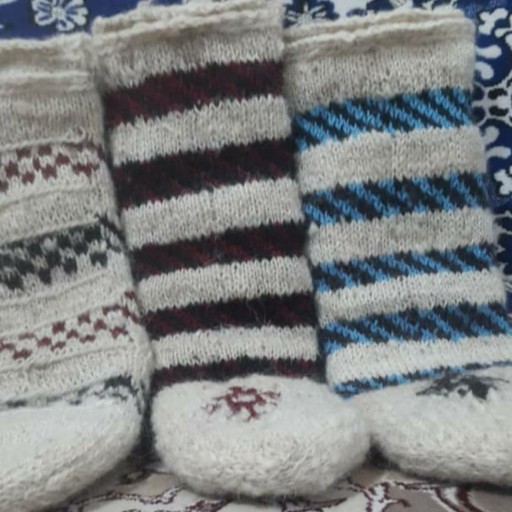 جوراب پشمی بلندطرحدار اصل و طبیعی (پاپوش پاتون)