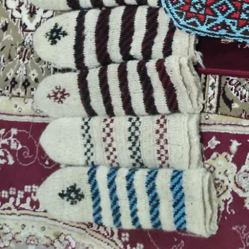جوراب پشمی بلندطرحدار اصل و طبیعی (پاپوش پاتون)