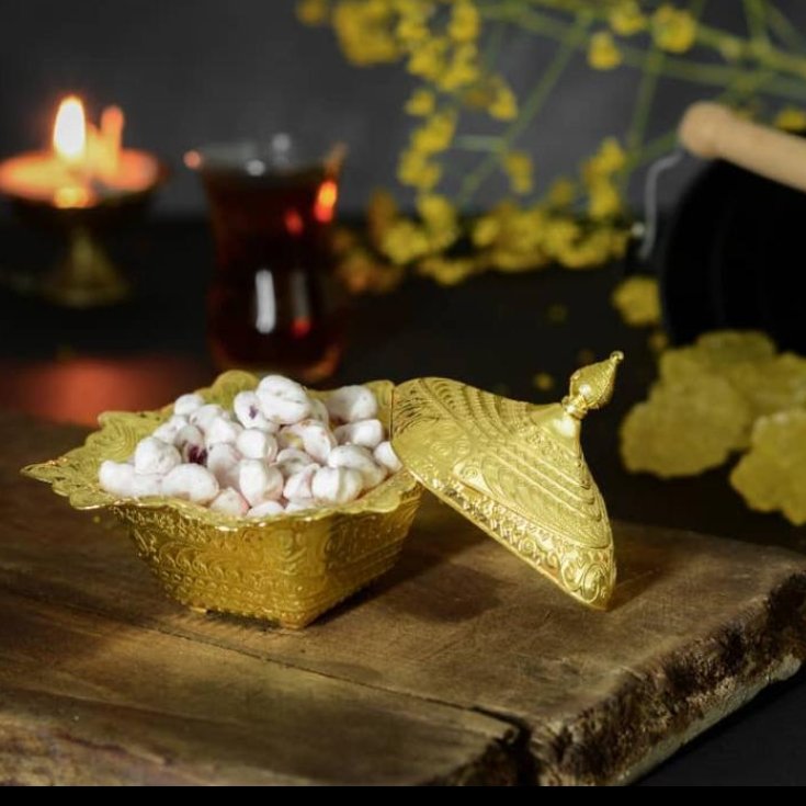 قندان مربع طلایی و نقره ای 
