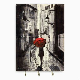 جاکلیدی و تابلو شاسی طرح دختری با چتر قرمز