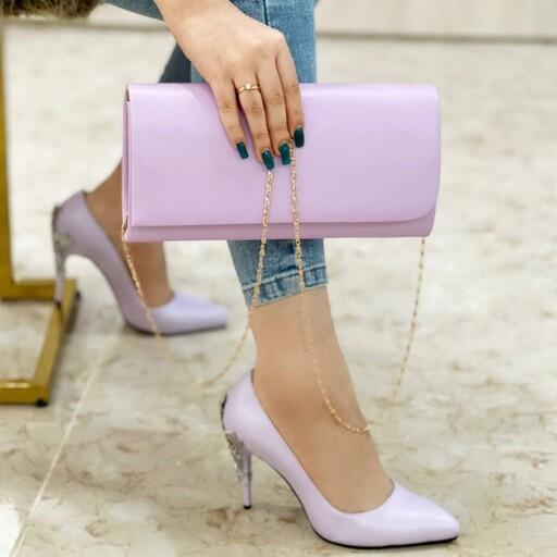 کیف و کفش ست زنانه مدل گل نیلوفری