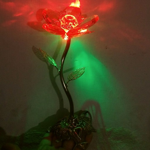 گل شیشه ای نورانی پایه برنزی تک شاخه