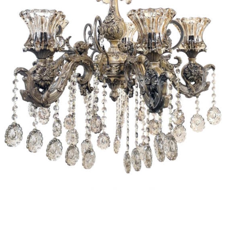 کریستال آویز لوستر  مدل پیکوک بزرگ برنز  بسته 5عددی