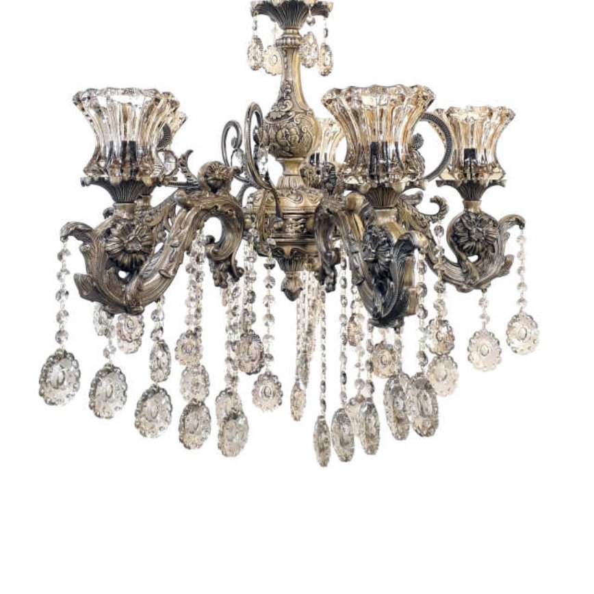 کریستال آویز لوستر مدل پیکوک کوچک برنز بسته 12عددی