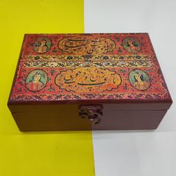 جعبه چوبی جواهرات و خرده ریز سایز 10×15 زرشکی(دست‌ساز)