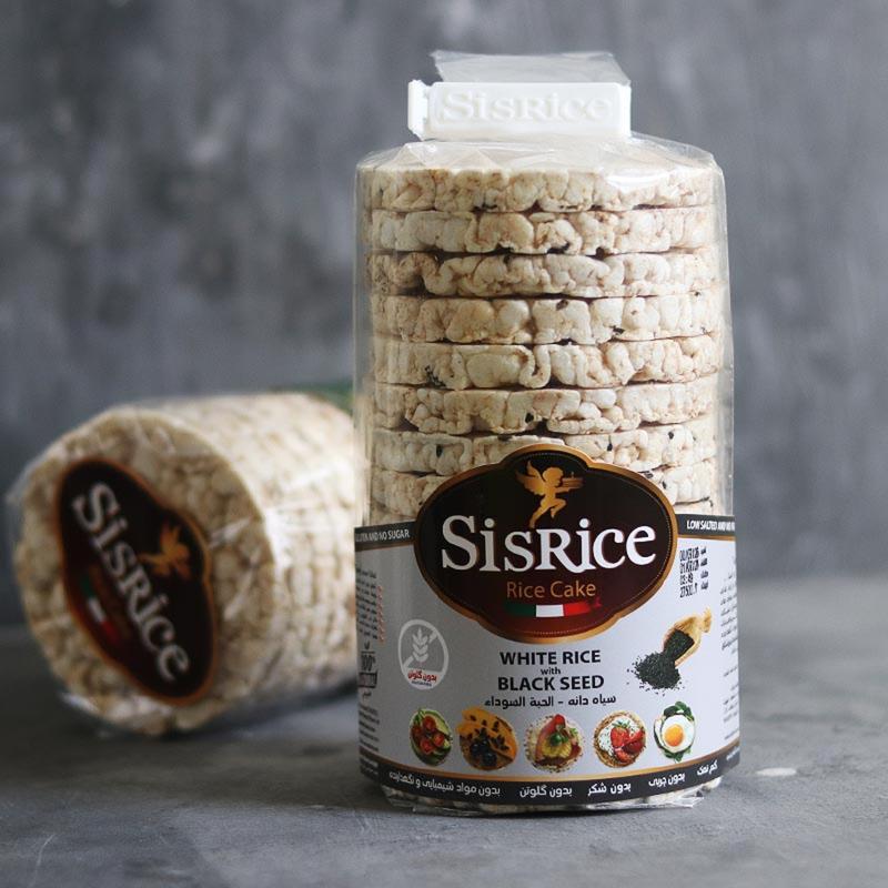 سیس رایس کیک برنجی رژیمی میان وعده رژیمی با طعم برنج سفید قهوه ای