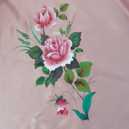 نقاشی روی پارچه طرح گل رز