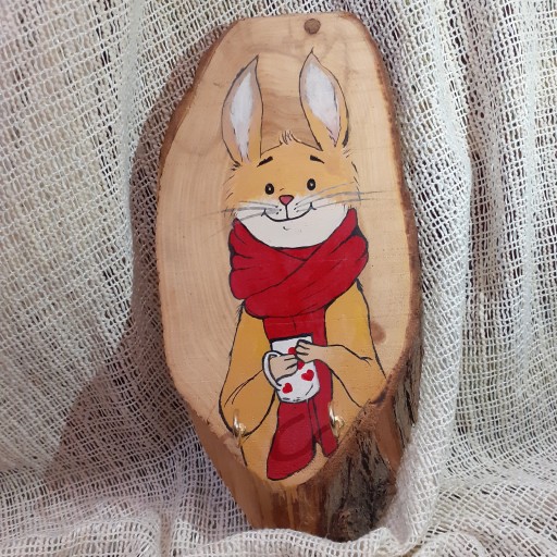 جاکلیدی چوبی با طرح خرگوش اکریلیک