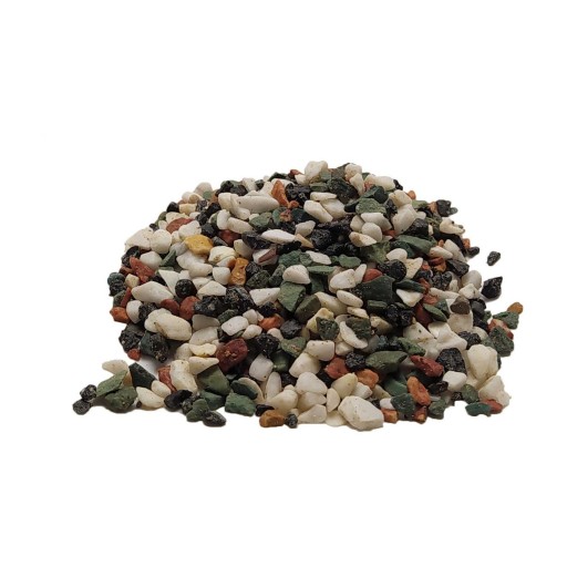 سنگ ریزه رنگی مخلوط با رنگ های طبیعی سفید، قهوه ای روشن، سبز و مشکی 400 گرمی