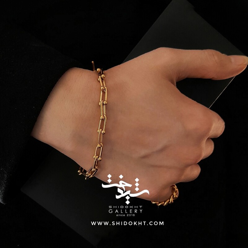 دستبند تیفانی استیل زنجیری دستبند استیل دستبند مشابه طلا دستبند تیفانی
