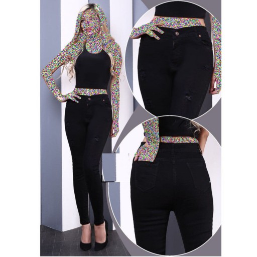 شلوار جین مشکی بیرون پوش  دخترانه مناسب سایز 34 و 36 ایرانی