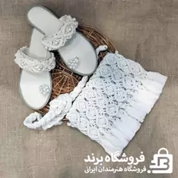 ست کیف رودوشی و صندل مکرومه دستباف کد 17