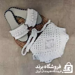 ست کیف رودوشی و صندل مکرومه دستباف کد 16