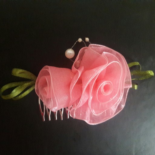 شانه مو استیل با گل رز ربانی