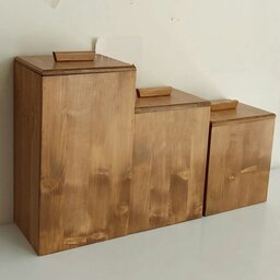 باکس سه تایی حبوبات و خشکبار چوبی چوب روس رنگ قهوه ای روشن ضد آب 