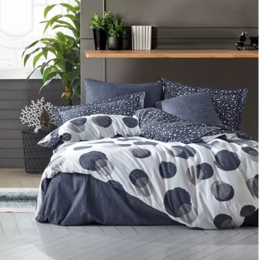 ست ملحفه کاتن باکس مدل Modern Orva Indigo  دو نفره 4 تکه