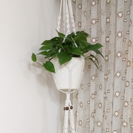 آویز دو طبقه گلدان با نخ پنبه