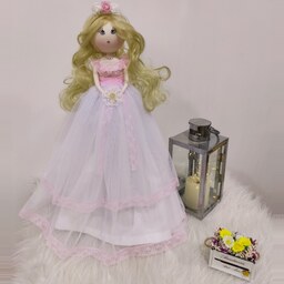 عروسک خاص و زیبای فرشته( عروسک آنجل ) خمیری ارتفاع حدود 50 سانت لباس سفید موهای بلوند روشن